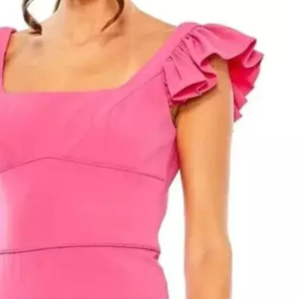 NWT Mac Duggal Ruffle Sleeve Dress Formal Wedding Black Tie‎ - Picture 2 of 5